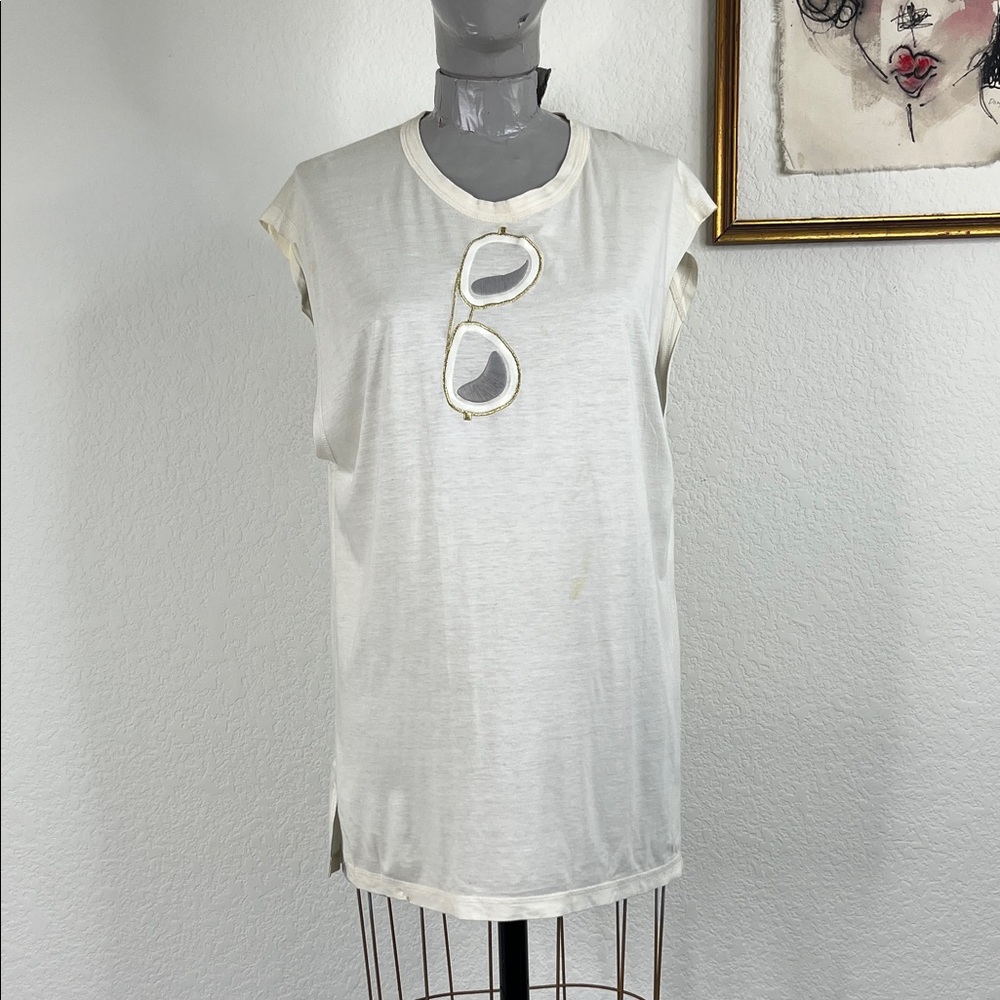 3.1 Phillip Lim Sunglasses HangingCream Muscle Tee
